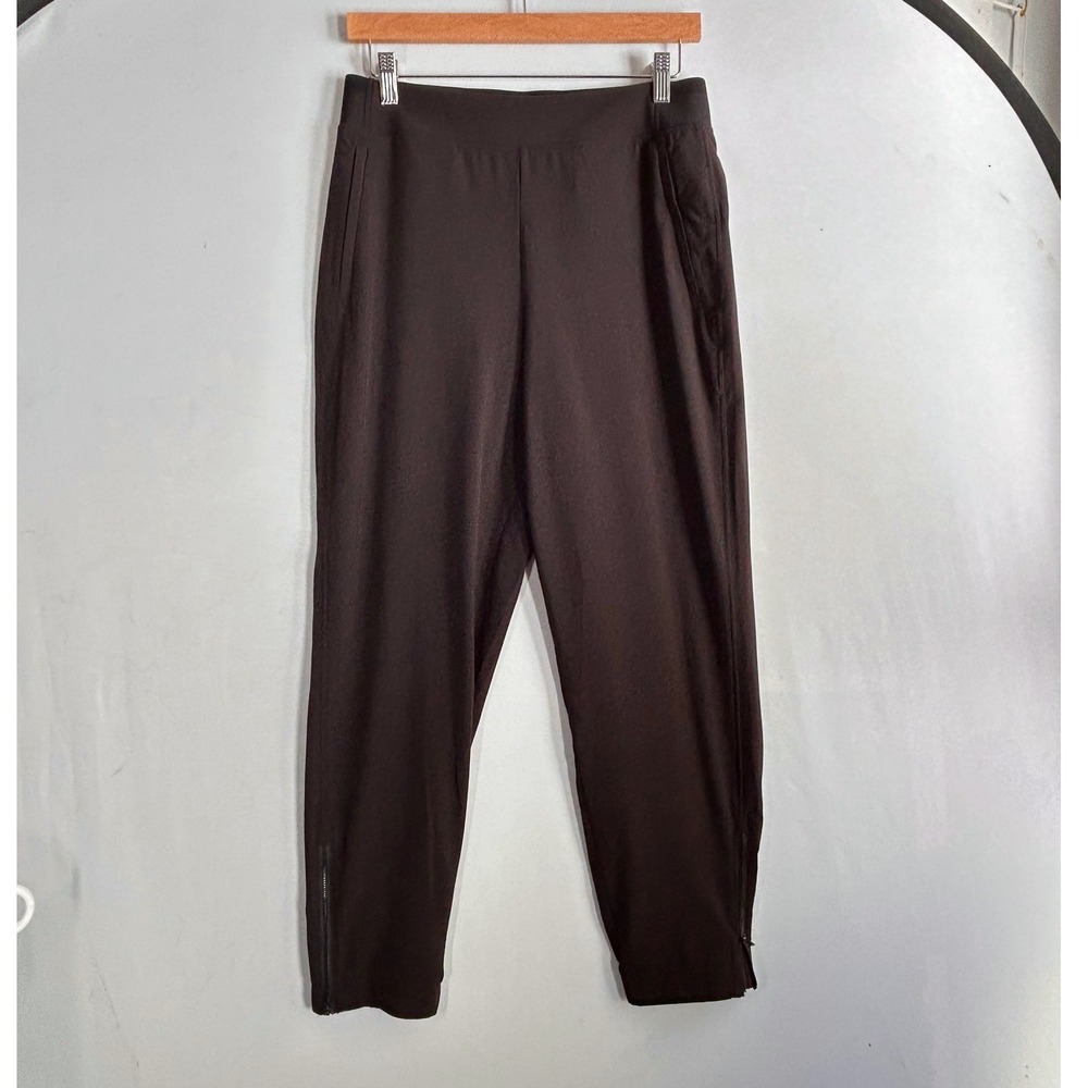 Athleta Women's Black Athletic Jogger Lounge Pants Zip Ankle Pockets Comfortable